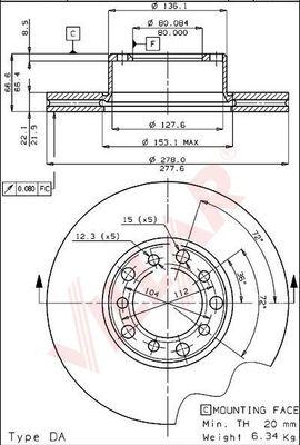 Villar 628.1208 - Тормозной диск autospares.lv