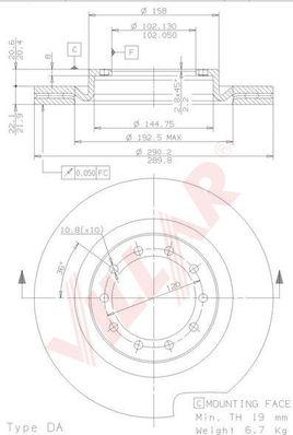 Villar 628.1216 - Тормозной диск autospares.lv