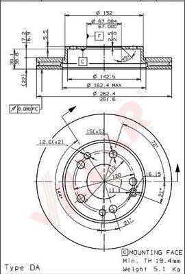 Villar 628.1211 - Тормозной диск autospares.lv