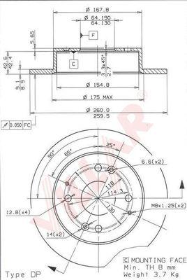 Villar 628.1237 - Тормозной диск autospares.lv