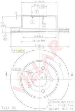 Villar 628.1222 - Тормозной диск autospares.lv