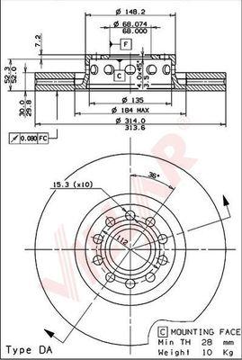 Villar 628.1701 - Тормозной диск autospares.lv