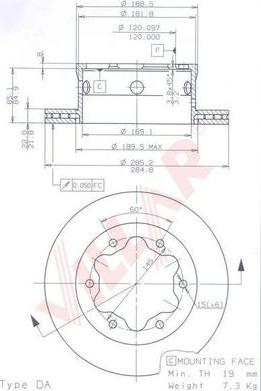 Villar 628.1782 - Тормозной диск autospares.lv