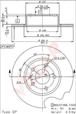 Villar 628.1733 - Тормозной диск autospares.lv