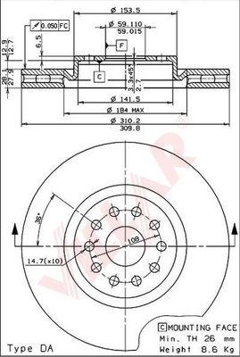 Villar 628.1726 - Тормозной диск autospares.lv