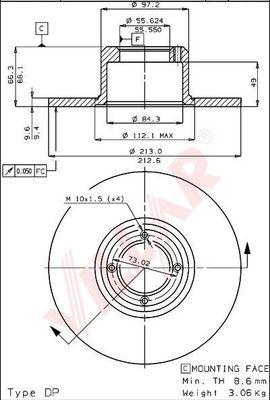 Villar 628.1721 - Тормозной диск autospares.lv