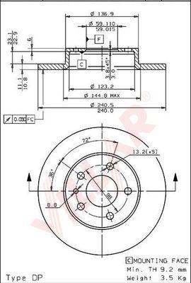 Villar 628.1728 - Тормозной диск autospares.lv