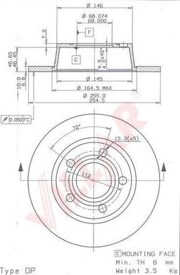 Villar 628.1727 - Тормозной диск autospares.lv