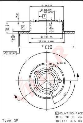 Villar 628.1773 - Тормозной диск autospares.lv