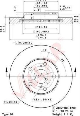 Villar 628.2093 - Тормозной диск autospares.lv