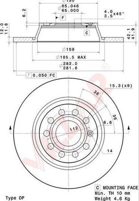 Villar 628.2065 - Тормозной диск autospares.lv