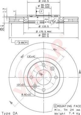 Villar 628.2196 - Тормозной диск autospares.lv