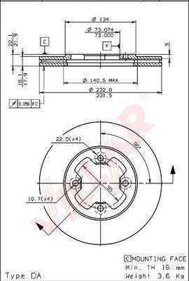 Villar 628.2155 - Тормозной диск autospares.lv