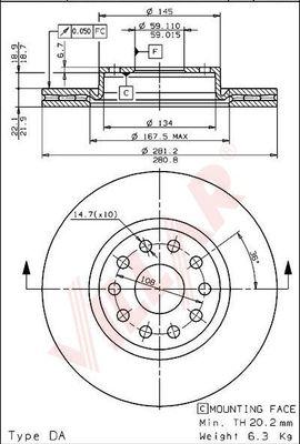 Villar 628.2157 - Тормозной диск autospares.lv