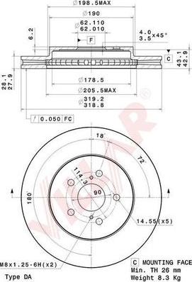 Villar 628.2109 - Тормозной диск autospares.lv
