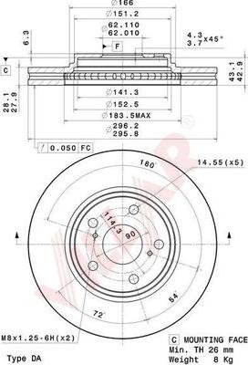 Villar 628.2110 - Тормозной диск autospares.lv