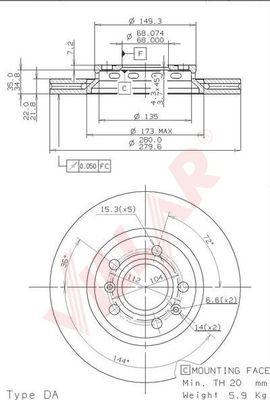 Villar 628.2184 - Тормозной диск autospares.lv