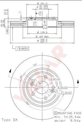 Villar 628.2180 - Тормозной диск autospares.lv