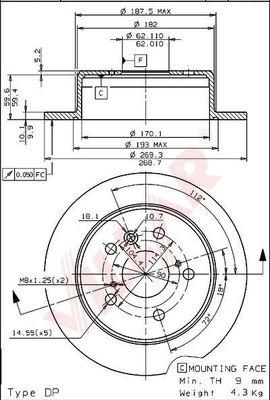 Villar 628.2125 - Тормозной диск autospares.lv