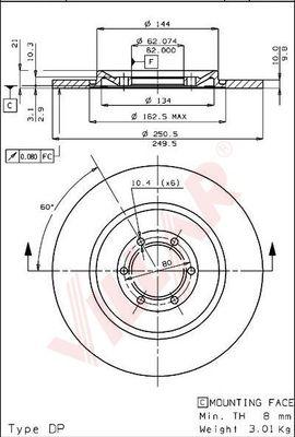 Villar 628.2121 - Тормозной диск autospares.lv