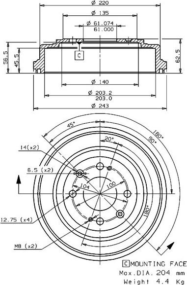 Villar 627.0092 - Тормозной барабан autospares.lv