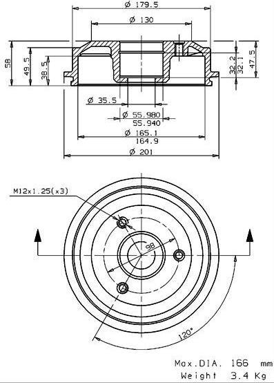 Villar 627.0044 - Тормозной барабан autospares.lv