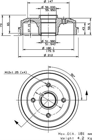 Villar 627.0041 - Тормозной барабан autospares.lv