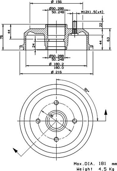 Villar 627.0061 - Тормозной барабан autospares.lv