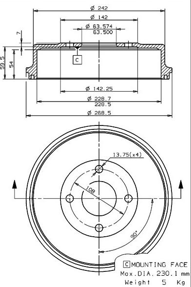 Villar 627.0063 - Тормозной барабан autospares.lv