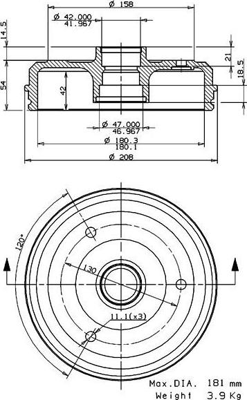 Villar 627.0009 - Тормозной барабан autospares.lv