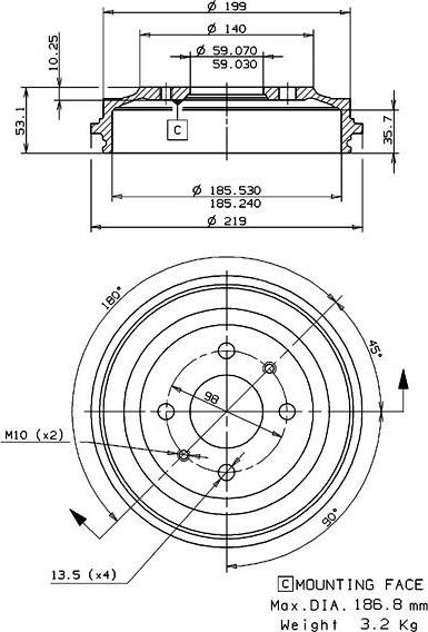 Villar 627.0019 - Тормозной барабан autospares.lv