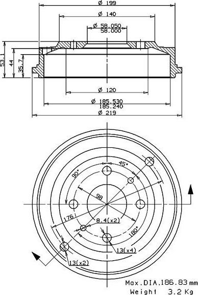 Villar 627.0013 - Тормозной барабан autospares.lv