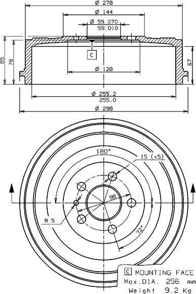 Villar 627.0081 - Тормозной барабан autospares.lv