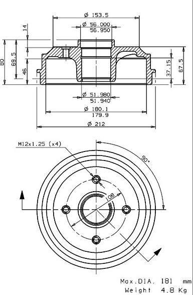 Villar 627.0082 - Тормозной барабан autospares.lv