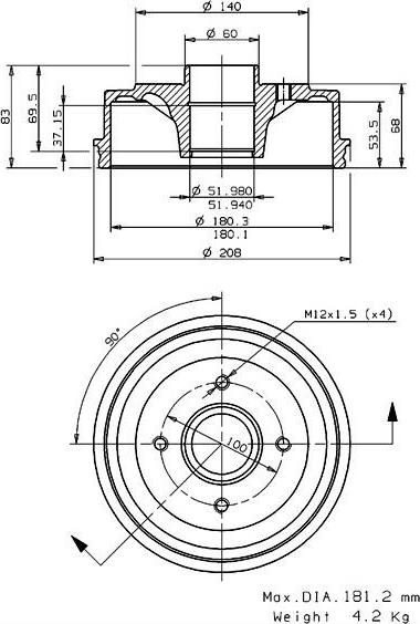 Villar 627.0033 - Тормозной барабан autospares.lv