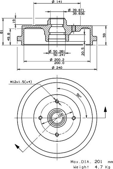 Villar 627.0072 - Тормозной барабан autospares.lv