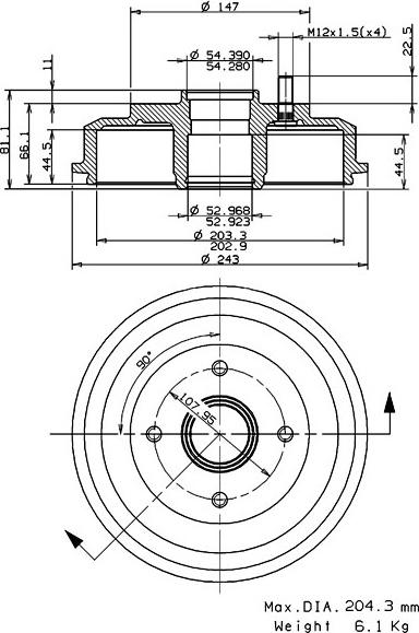 Villar 627.0149 - Тормозной барабан autospares.lv