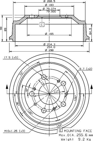 Villar 627.0106 - Тормозной барабан autospares.lv