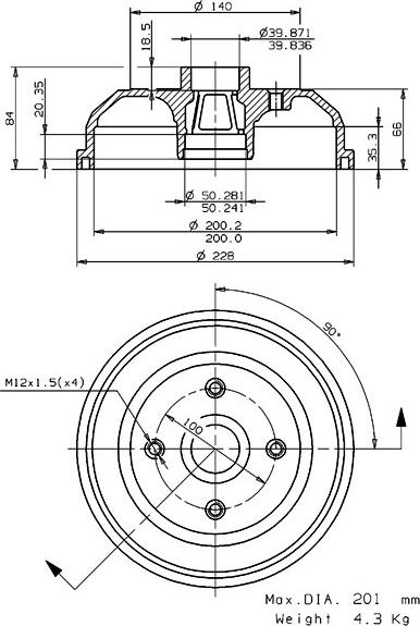 Villar 627.0107 - Тормозной барабан autospares.lv