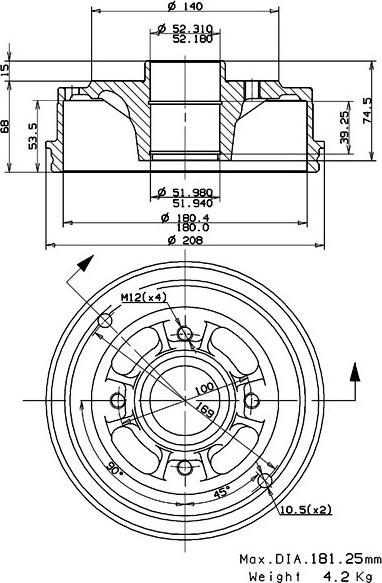 Villar 627.0117 - Тормозной барабан autospares.lv