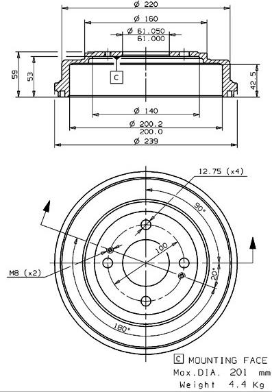 Villar 627.0185 - Тормозной барабан autospares.lv