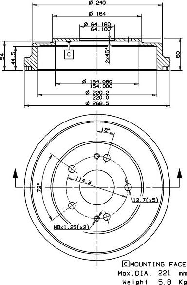 Villar 627.0133 - Тормозной барабан autospares.lv