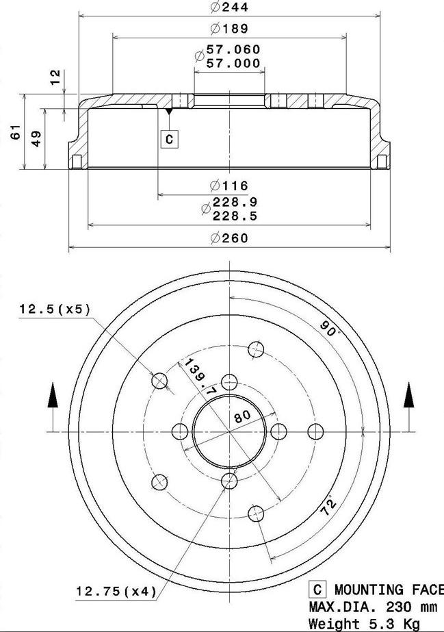 Villar 627.0303 - Тормозной барабан autospares.lv