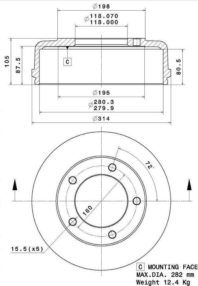 Villar 627.0307 - Тормозной барабан autospares.lv