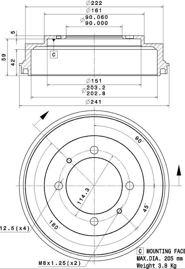 Villar 627.0323 - Тормозной барабан autospares.lv