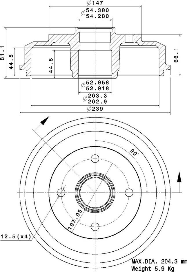 Villar 627.0322 - Тормозной барабан autospares.lv