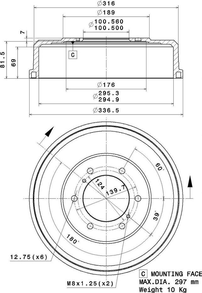 Villar 627.0291 - Тормозной барабан autospares.lv