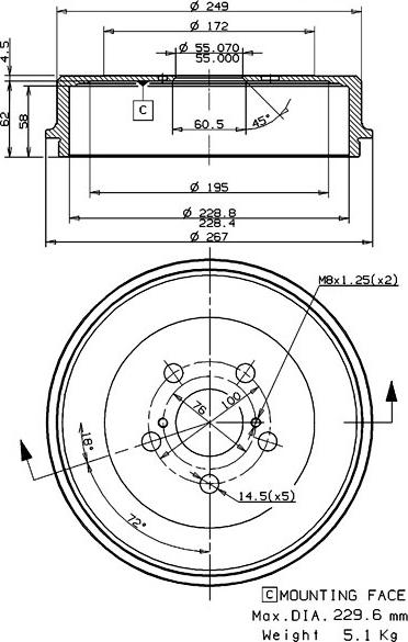 Villar 627.0268 - Тормозной барабан autospares.lv