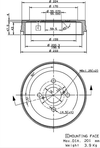 Villar 627.0267 - Тормозной барабан autospares.lv