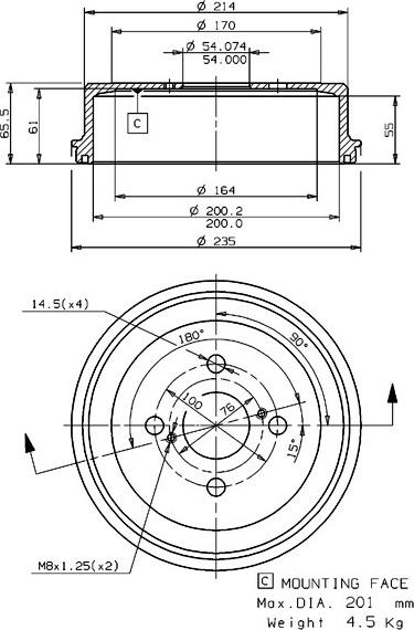 Villar 627.0215 - Тормозной барабан autospares.lv